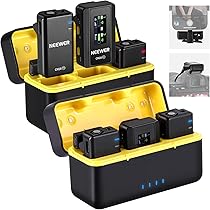 NEEWER CM28 Wireless Lavalier Microphone System - 2 Transmitters With Charging Case & 4GB Storage