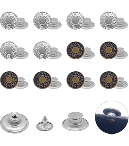 Ganzoo broekknopen set 20 stuks, jeansknop reserveknoop met stermotief, metaal altgoud, diameter 17 mm, klinknagelbevestiging met oog, montage met hamer zonder naaien