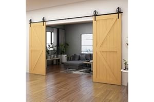 WOLFBIRD 13ft 396cm Herraje Puerta Corredera Kit Rieles Juego de Piezas de Metal Carril para Puerta Deslizante