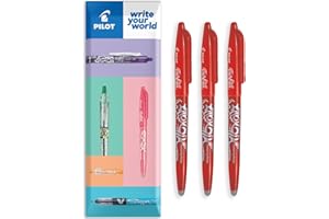 Pilot Frixion FR7 Lot de 3 stylos roller effaçables Heat/Friction Pointe moyenne 0,7 mm Rouge