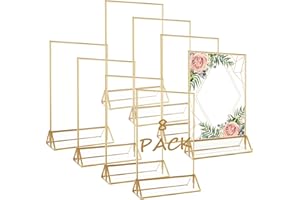 DAJAVE 8 Stück 15x21cm Goldener Doppelseitiger Bilderrahmen A5 Tischkartenhalter Goldrahmen für Hochzeit, Acryl Gold Tischaufsteller Aufsteller A5 für Hochzeit Tischnummern, Speisekartenhalter, Foto