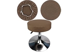 HuaLiSiJi Funda Taburete Redondo 30-40cm Tela Lujosa, Elasticidad Queda Suave y Cómodo Lavable a Prueba de Polvo y Duradero (1 Pcs Deep Khaki)