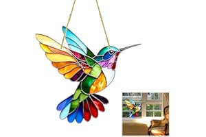 LUMOOM Atrapasol Colgante de Colibrí, Decoración de Ventana de Acrílico, Colgante Atrapasol, para Ventanas, Productor de Arcoíris, Decoración Festiva, Accesorio de Jardín (F)