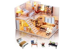 GUDOQI Cuteefun Casa en Miniatura con Música para Construir, Casa de Muñecas en Miniatura, Kit de Manualidades DIY, Regalos Hechos a Mano para Cumpleaños y Navidad, Vida Elegante