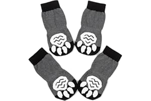 Akopawon 4 Pezzi Calzini Antiscivolo per Cani e Gatti Proteggi Zampe Calzini Controllo trazione per Interni, Calze per Cuccioli Cane e Gatto con Rinforzo in Gomma,Taglia S - 3XL per Cani 1.0-22.5kg