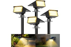 ‎KOLPOP kolpop [4 Stück/ 77 LEDs Solarstrahler für Außen Garten, 3000K Warmweiß Solar Strahler, IP65 Wasserdicht, 3 Modi, 800LM Solarleuchten, Dusk to Dawn Solarlampen für Hof Bäume Weg Outdoor Pflanzen