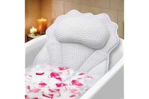 Ruvince - Oreiller de Bain Ergonomique de Luxe avec Soutien de la tête, du Cou, des épaules et du Dos - 4D - pour Baignoire - avec 6 ventouses puissantes, s'adapte à Toutes Les baignoires, spas