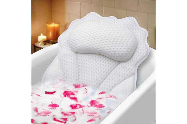 Ruvince - Oreiller de Bain Ergonomique de Luxe avec Soutien de la tête, du Cou, des épaules et du Dos - 4D - pour Baignoire - avec 6 ventouses puissantes, s'adapte à Toutes Les baignoires, spas