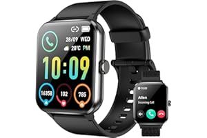 IOWODO Smartwatch Uomo Donna, 1.85” Orologio Intelligente Chiamate Bluetooth Fitness, 24H Cardiofrequenzimetro/SpO2/Sonno/Contapassi, IP68 Orologio Fitness Calcolatori per Android iOS