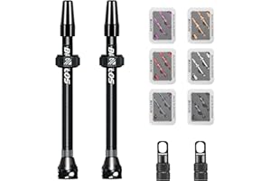 AEYINO Presta Valve Tubeless Stem 44/60/80 mm, Valve Stem Kit with Valve Core Removal Tool for Road Bike/Mountain Bike/MTB, Fit Most Bicycle Rims, Super Light Durable Aluminum Stem Black
