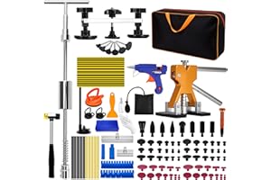 OFEACE Kit Debosselage Carrosserie, 120 Pièces Kit Reparation Carrosserie avec Pistolet à Colle, Extracteur, Marteau et Ventouse – Kit Débosselage sans Peinture pour Voiture, Moto et Appareils Métalliques