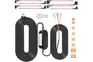 Gebildet Kit de Câblage pour Caméra Embarquée, Mini Chargeur pour Caméra Embarquée, Protection Basse Tension 12-24V CC vers 5V/2.5 A, Surveillance du Stationnement 24 h/24 avec Fusible