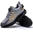 Steel Toe Shoes for Men Lightweight Air Cushion Safety Sneakers Slip Resistant Breathable Safety Work Boots Composite Indestructible Shoes, Grey, 10.5 UK