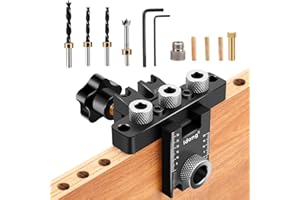IDONG 3-in-1 Pocket Hole Jig Kit ，8/10/15mmTaschenloch holzdübel bohrschablone set mit Positionierungsclip Einstellbare Bohrführung Puncher Locator