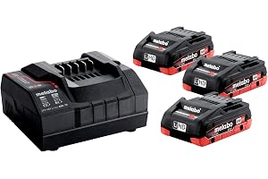 Metabo batteribassats (3 x 4,0 Ah verktygsbatteri inkl. laddare ASC 55, ersättningsbatteri 18 V, för elverktyg) 685132000