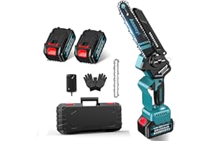 ANANCYI Mini piła łańcuchowa 15 cm z akumulatorem, 2 x 4000 mAh, mini piła łańcuchowa, samoregulujący łańcuch, ręczna piła łańcuchowa do nożyc ogrodowych, cięcia drewna, nożyce do gałęzi (piła łańcuchowa z