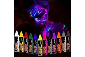 NebulaGlam 12 Farben UV Bodypainting UV Farbe Schminke, Neon UV Kinderschminke Set, Face Paint Schminkset Fasching Karneval Halloween Weihnachten Schminke
