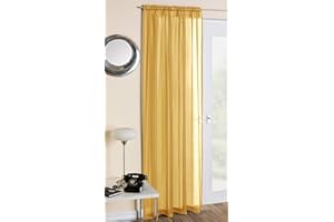 Amania Trading Ltd 1 Single Plain Voile Curtain Panel Net Slot Top Header - MUSTARD - 48" (122cm) - Drop Size Ian's Emporium