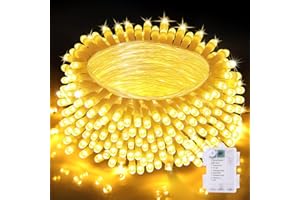 Auriostar Guirlande Lumineuse Pile, 20m 200LEDs Lumineuse Sapin de Noel avec 8 Modes, étanche IP44 Guirlande Lumineuse à Pile Exterieure Intérieur pour Noël, Chambre, Jardin (Fil Transparent)