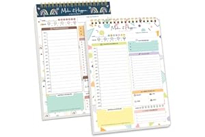 MAMACHU Bloc de lista de tareas, 2 bloc de notas sin fecha, 52 hojas de tareas con lista de tareas pendientes, lista de verificación de horario por hora para el trabajo, oficina, suministros escolares