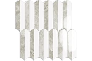 Tiwoos Thick Peel and Stick self Adhesive Wall Marble Tiles for Bathroom Kitchen Fence Design (10-PCS, 12"×12")