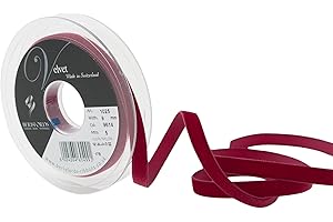OTTOSVO Berisfords Velvet Ribbon, Dark Red, 10.2 x 1.5 x 10.2 cm