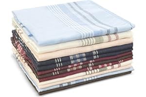 MeoZynxadril 12 Pezzi Fazzoletti Uomo, Fazzoletti da Uomo 36 X 36cm, Fazzoletti Tradizionali, Fazzoletto Classici A Righe, Fazzoletto in Tessuto da Uomo, Adatto per Cene di Lavoro Celebrazioni
