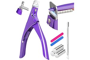 IUHFSIFS Upgade Acrylic Nail Cutter with Sizer Magnet【100% Accurate Measurement】 Nail Clippers for Acrylic Nail【Sharp High Titanium Alloy Blade】 Manicure Tool Salon Home, 15PCS, Purple