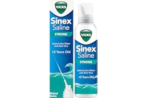 Vicks Sinex Strong Saline Nasal Spray – 3in-1 Action: Cleans, Removes Mucus & Helps to Improve Breathing, with Isotonic Sea Water and Aloe Vera – Suitable from 3 Years+ -120ml