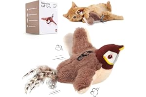 Starnearby Flapping Bird Cat Toy, Interactive Cat Toys, Rechargeable Automatic Flapping Wings Chirping Bird Chase Cat Toy for Indoor Cats
