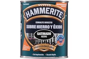 Hammerite Esmalte Liso Satinado, Negro, 250 ml (Paquete de 1)