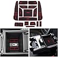 CDEFG MG HS EHS HS Plug-in Hybrid 2018-2024 Rubber Mats, MG HS Non-Slip Mats Centre Console Cup Holder Rubber Mat Armrest Storage Pads Car MG HS PHEV 2024 Accessories (Red)