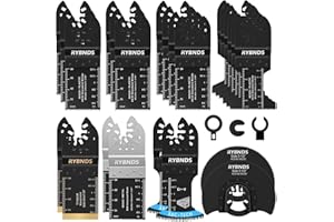 RYBNDS 27pcs Multi Tool Blade Set, Universal Oscillating Saw Blades, Oscillating Tool Accessories, Compatible with Fein Multimaster, Ryobi, Milwaukee, Bosch, Dremel, Rockwell, Makita and More