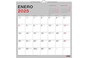 Miquelrius - Calendario de Pared 2025 Basic, Calendario 300 x 300 mm, Con espacio para anotar, Encuadernación espiral doble, Calendario 2025, Español