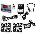 Shockley XH-W3001-50 to 110c Intelligent Digital Thermostat temperature controller combo (220V / 1500W) + 2 FAN + Mains Power Cord + DC Female Jack + 12V 1 Amp Adapter + Thermometer TPM-10