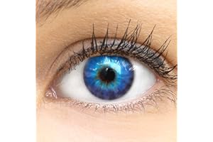 ‎GLAMLENS GLAMLENS Kontaktlinsen farbig ohne Stärke farbige Cagliari Blue Monatslinsen weiche Linsen soft Hydrogel 2 Stück Farblinsen + Linsenbehälter natürliche Farben Serie (blau) 0.0 Dioptrien
