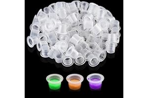 DULUOK 100 Piezas Tazas de Tinta para Tatuajes, Tapa de Pigmento Transparente, Vasos de Tinta, Tazas de Colores, Kit de Suministros para Tatuaje