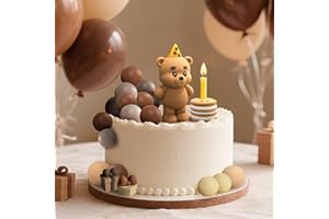 ePicsoa 25 Stück Teddybär Tortendeko, Tortendeko 1. Geburtstag, Bär Geburtstagsdeko Braun, für Geburtstag Party Hochzeit BabyShower (Kerzen nicht enthalten)