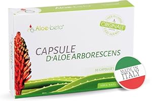 ALOE-BETA ALOEBETA Aloe Arborescens in Capsule Vegetali - Integratore Alimentare BIO, Stimola le Difese Immunitarie, Antiossidante, Depurativo-Senza Dolcificanti, Conservanti, 100% Vegan, Gluten Free, 30 Caps