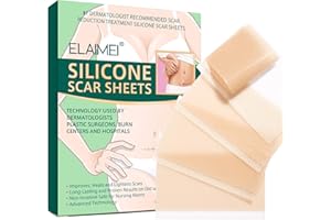 BIEYOC Silicone Scar Sheets, Advanced Scar Removal Patch, Soften and Flattens Scars Resulting from Surgery, Injury, Burns, C-Section and More, 3"×1.6", 4 Sheets