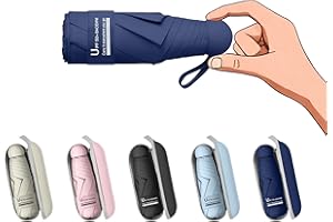 BAODINI Travel Mini Umbrella for Purse with Case - Small Compact UV Umbrella Sun Protection Lightweight Small Pocket Umbrella with Case for Women and Girls