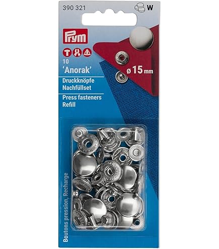 Prym, naaivrijdrukknoop, anorak, navulling, 15 mm, oud koper, 10 stuks (390328