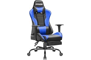 Homall Gaming Pc Chair with Footrest, Ergonomic Racing Gaming Chair for Adults, High Back Office Chair, Height Adjustable Reclining Chair with Lumbar Support and Headrest