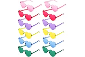 FIADA 12 Paires Lunettes de Soleil en Forme de Coeur Lunettes de Soleil sans Monture Lunettes de Fête Transparentes Lunettes Rétro sans Cadre Lunettes de Couleurs de Bonbon pour Accessoires Photo