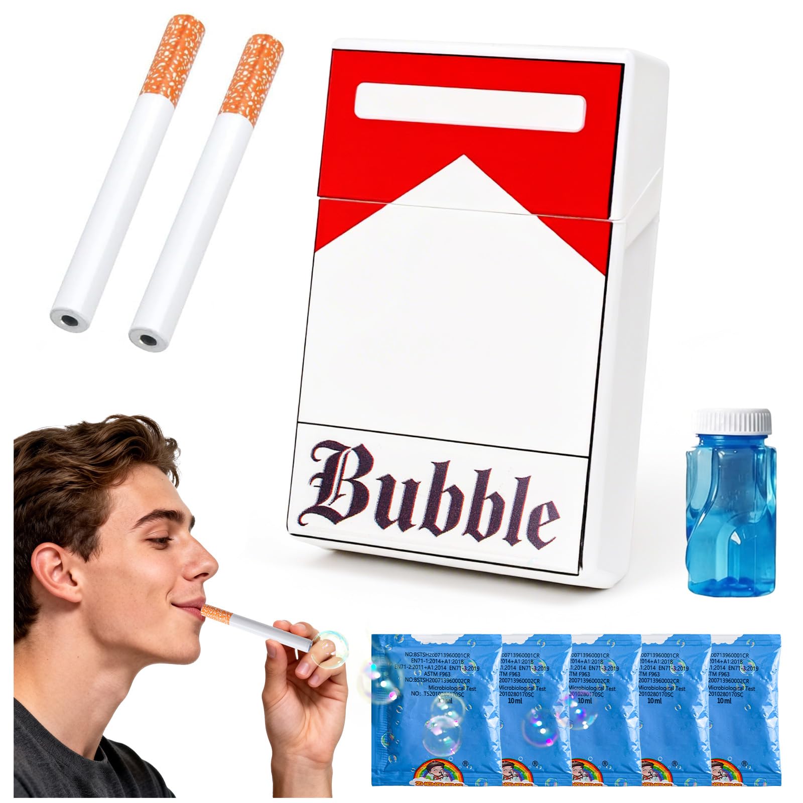 Seifenblasen in Zigarettenform Bubble Puff Zigaretten Zigaretten Seifenblasenspielzeug Seifenblasenmaschine,Zigarette Seifenblasenbläser,Stress Relief Lustiges Geschenk für Erwachsene & Kinder - 1