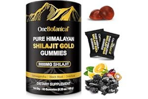 FSLHCY Gommes de Shilajit 3000mg pour hommes et femmes, Shilajit Gummies, 60 gommes