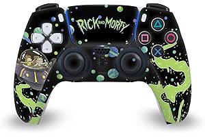 Head Case Designs sous Licence Officielle Rick and Morty Le Space Cruiser Graphiques Vinyle Plaque Frontale Autocollant De Jeu Peau Compatible avec Sony PlayStation 5 PS5 DualSense Controller