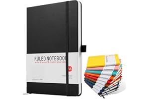 LEFUTE A5 Notebook, Journal Note Pad Hardback Journal Notebook A5 Notepad Composition Notebooks PU Leather Notebook for Office School Home Business Writing & Note Taking 200 Pages (100 Sheets)-Black