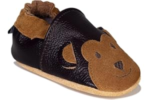 HMIYA Weiche Leder Krabbelschuhe Babyschuhe Lauflernschuhe mit Wildledersohlen für Jungen und Mädchen 0-6 Monate 6-12 Monate 12-18 Monate 18-24 Monate