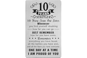 Richesele 10 Ten Year AA Sobriety Gifts for Women Men - 10 Years Stronger and Sober Card - 10 Yrs Addiction Recovery Engraved Wallet Cards Token